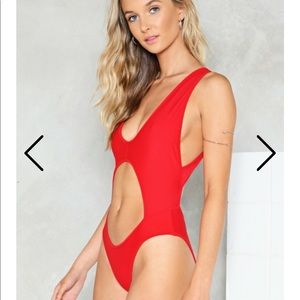 Nasty Gal on the look cut-out swimsuit one piece